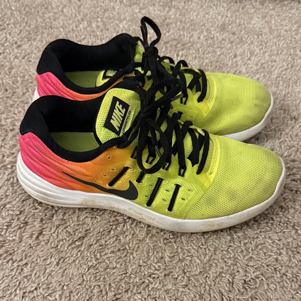 Nike Neon Yellow and Pink Gradient Sneakers